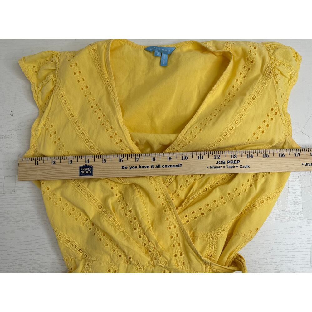 Draper James Yellow Eyelet Flutter Sleeve Wrap Dr… - image 8